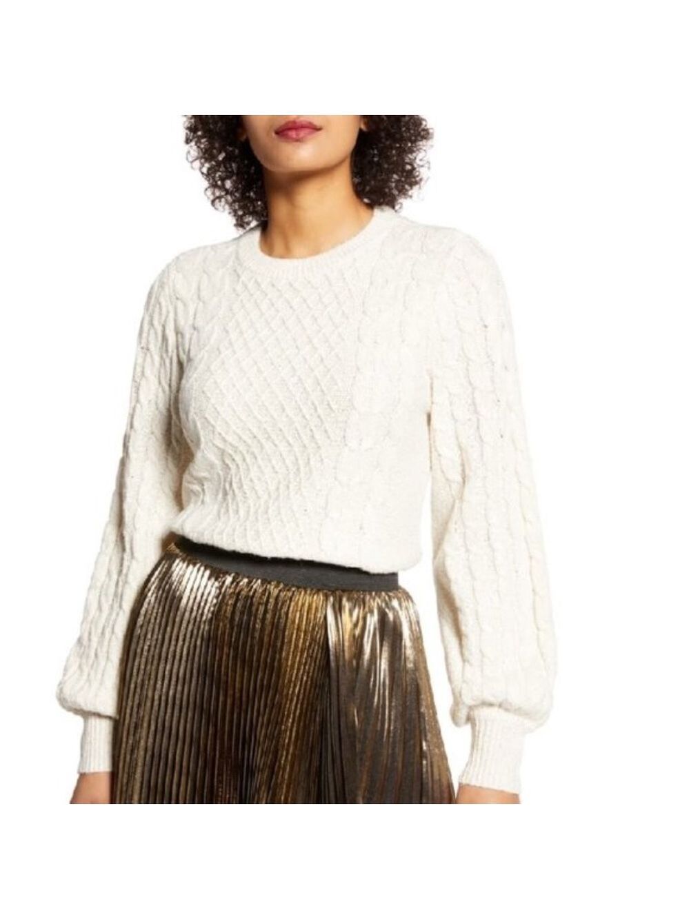 Halogen X Atlantic-Pacific Cable Knit Sweater